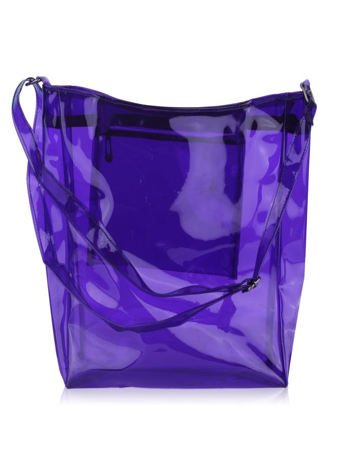 Echo Boomers Transparent Shoulder Bag - Trendy Purple | Stylish, Spacious, Durable & Multipurpose PVC Tote - Image 1